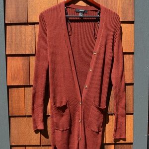 Burnt Orange Ribbed Cardigan